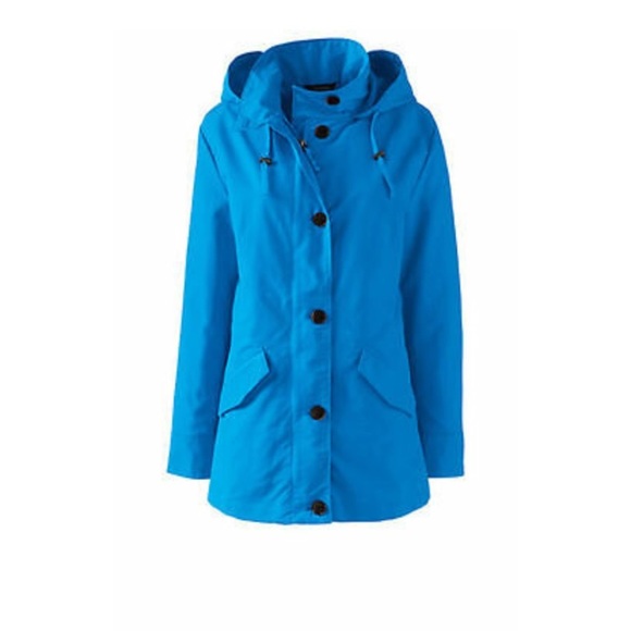 LANDS END CHESAPEAKE BLUE STORM‎ RAKER RAIN JACKET W HOOD SIZE MEDIUM - Picture 4 of 9